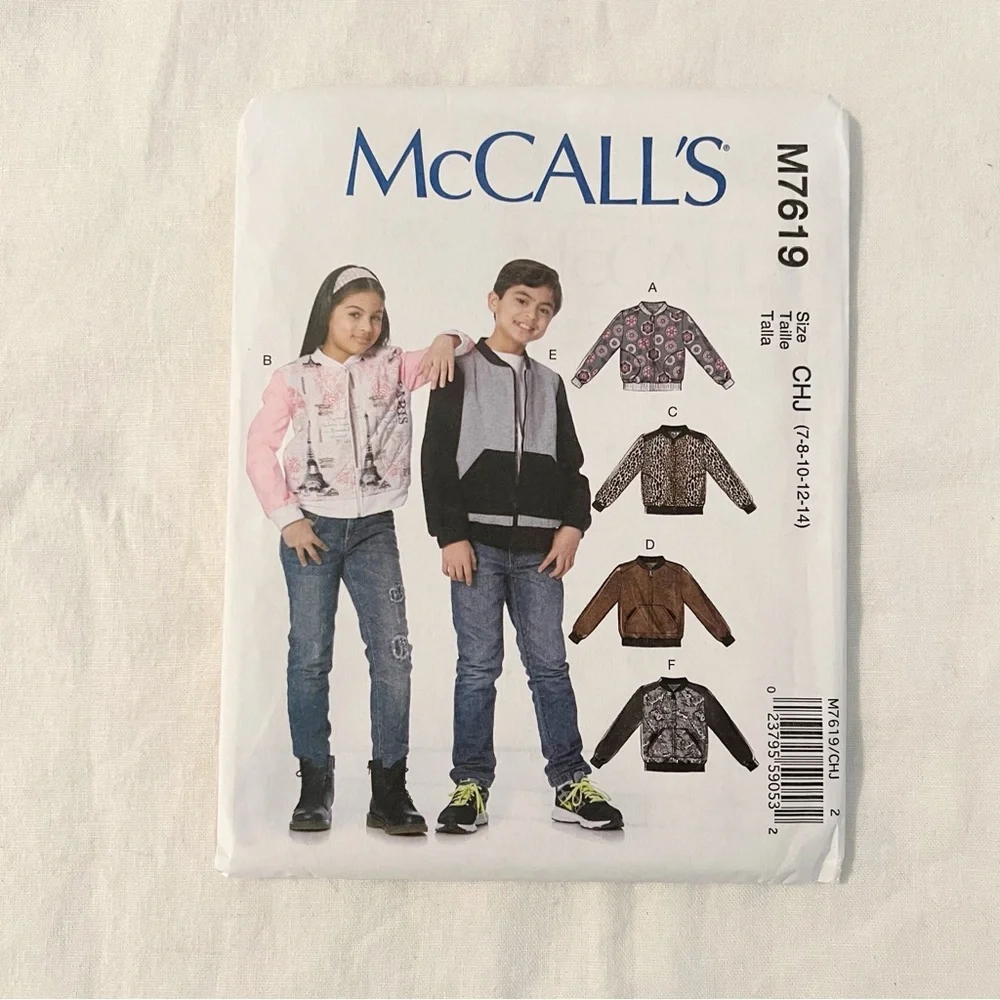 McCall’s M7619 Kids Jacket Pattern | Sizes 7–14 | Unisex Zip-Up Hoodie